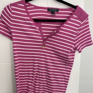 Pink and white striped Polo Ralph Lauren shirt